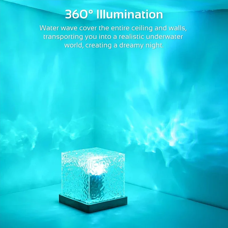 1-2Pack Ocean Wave Projector Light 16 Colors Midnight Aura Aurora Glow Lamp Home Office Bar Restaurant Projector Night Light