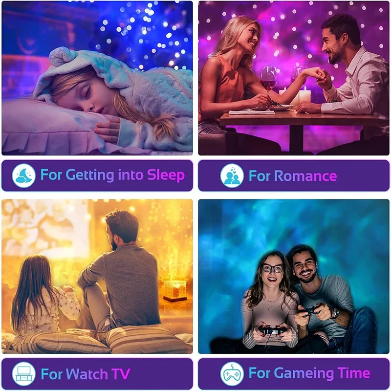 1-2Pack Ocean Wave Projector Light 16 Colors Midnight Aura Aurora Glow Lamp Home Office Bar Restaurant Projector Night Light