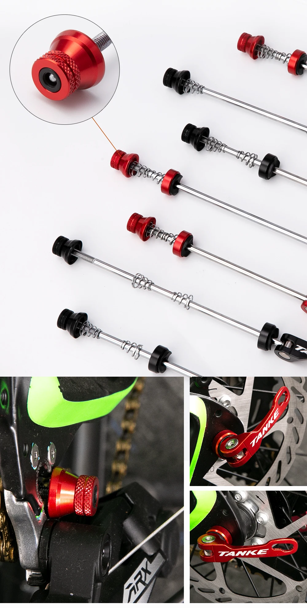 TANKE Bicycle Quick Release Bolt Hub Skewers Lever Axle Road Mountain Bike Replacement Cycling Parts For Front 100mm Rear 135mm