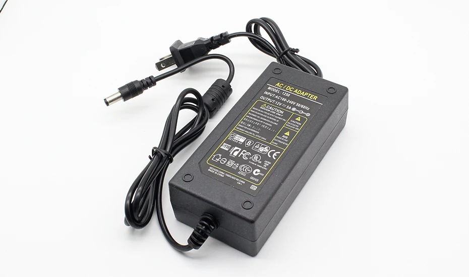 1pcs DC 12V5A New AC 100V-240V 60W Converter Power Adapter 12V 5A 2.1mm-2.5mm*5.0mm DC Plug Power Supply Adapter