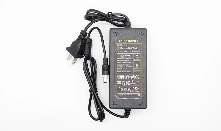 1pcs DC 12V5A New AC 100V-240V 60W Converter Power Adapter 12V 5A 2.1mm-2.5mm*5.0mm DC Plug Power Supply Adapter