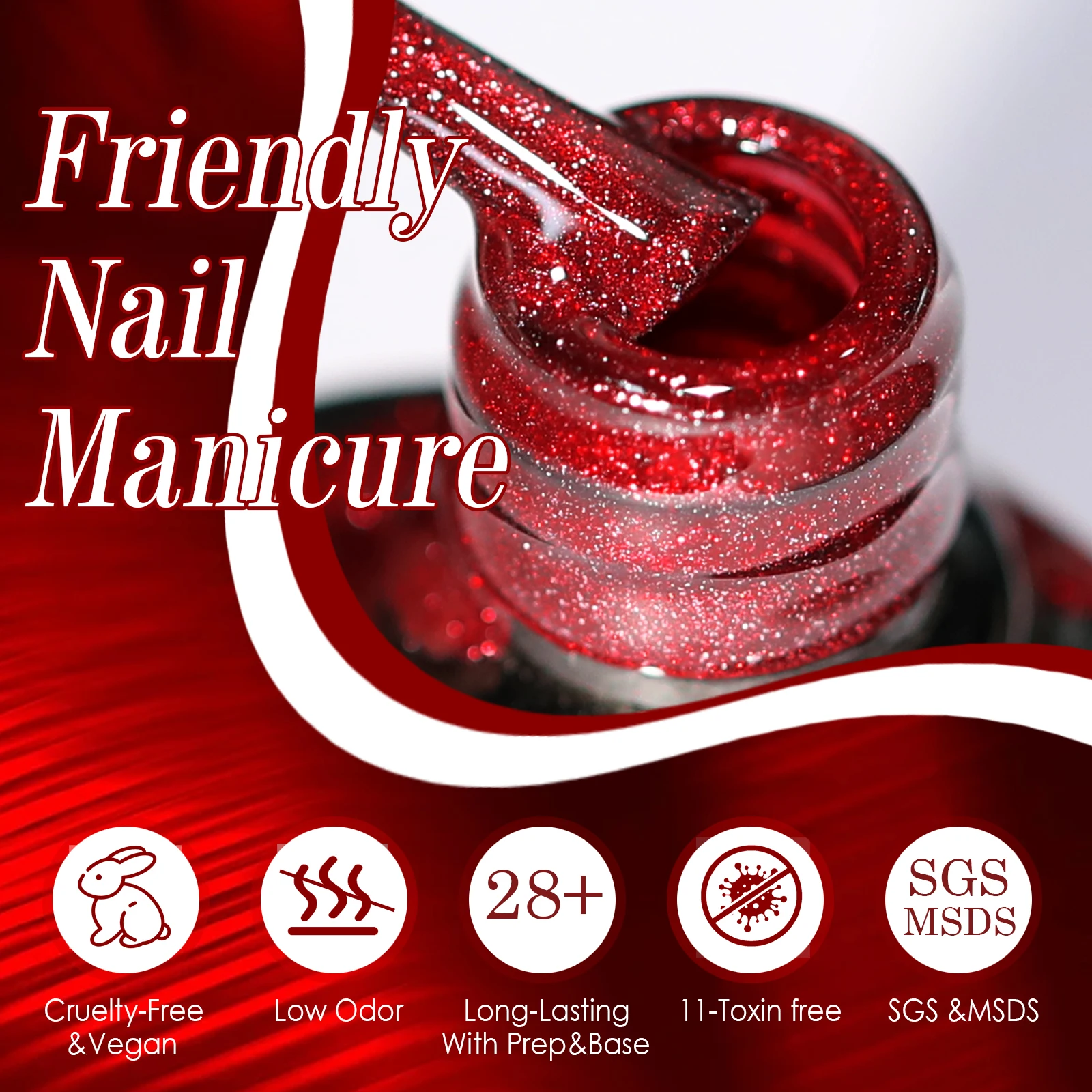 7.5ml Red Ruby Cat Eye Magnetic Gel Nail Polish For Nails Toes DIY Sparking Glass Varnis Semi Permanent Soak Off UV LED Gel