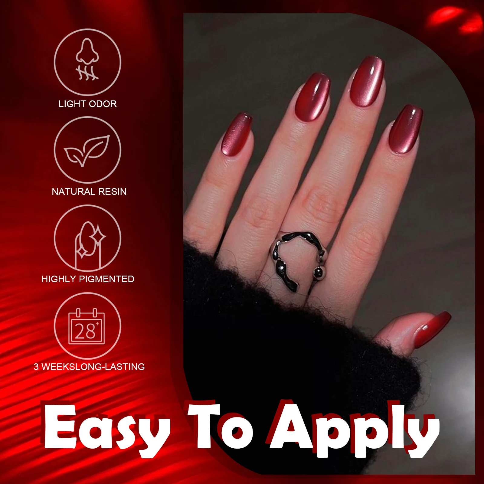 7.5ml Red Ruby Cat Eye Magnetic Gel Nail Polish For Nails Toes DIY Sparking Glass Varnis Semi Permanent Soak Off UV LED Gel