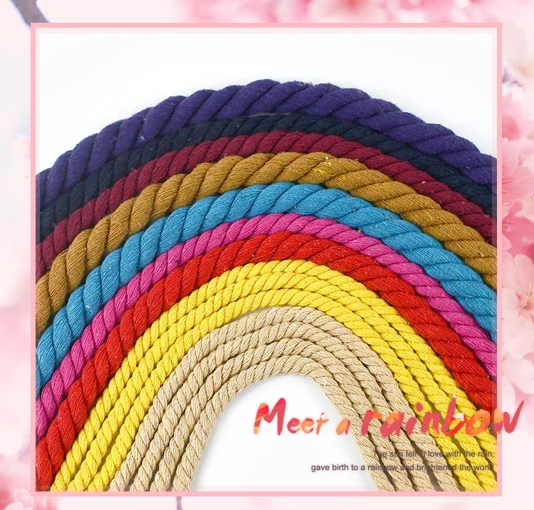 2Meters 5-20mm 3 Shares Macrame Cotton Rope Strap Braided Twisted Cord DIY Decoration Ropes Bag Craft Cords Sewing Accessories