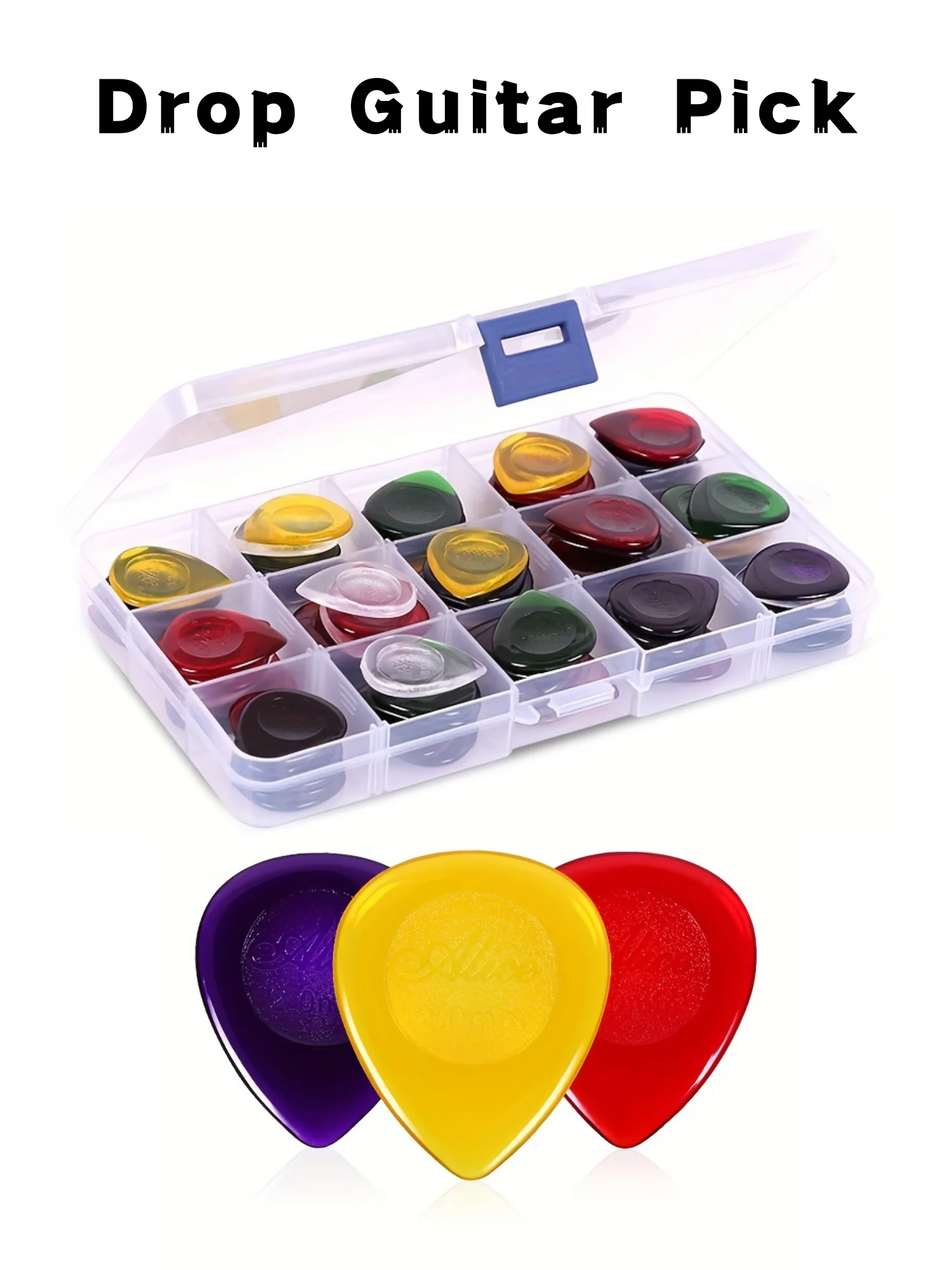 15pcs Color Guitar Pick 1mm/2mm/3mm - Three Thickness Groove Anti-Slip - Suitable for Acoustic Guitar, Electric Guitar, Bass