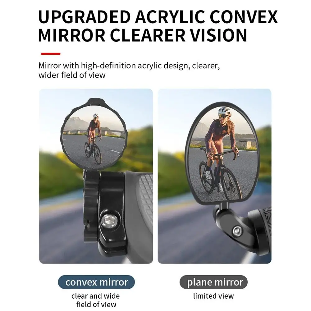 Cycling Handlebar Convex Mirror HD Adjustable Rotate Bike Handlebar Plug Rear View Mirror For MTB Road Bike Accessories