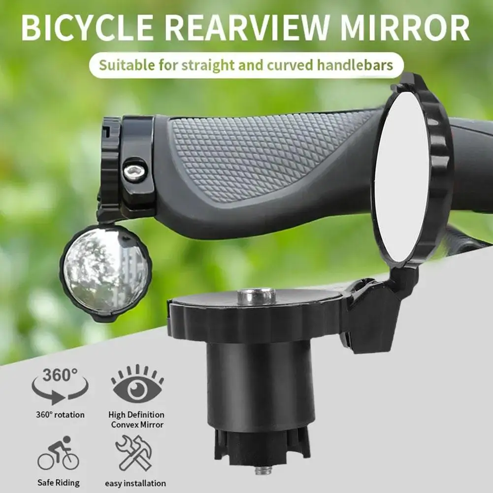 Cycling Handlebar Convex Mirror HD Adjustable Rotate Bike Handlebar Plug Rear View Mirror For MTB Road Bike Accessories