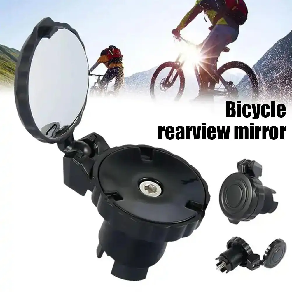 Cycling Handlebar Convex Mirror HD Adjustable Rotate Bike Handlebar Plug Rear View Mirror For MTB Road Bike Accessories