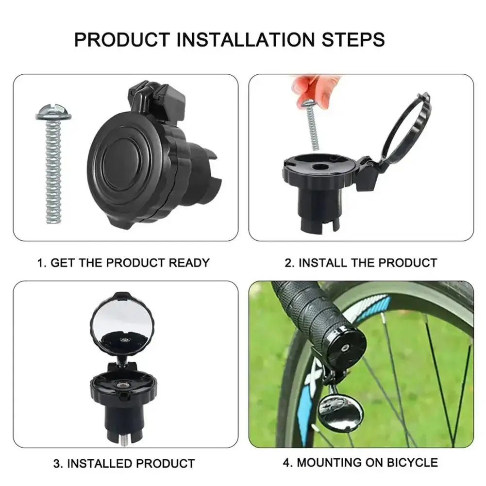 Cycling Handlebar Convex Mirror HD Adjustable Rotate Bike Handlebar Plug Rear View Mirror For MTB Road Bike Accessories