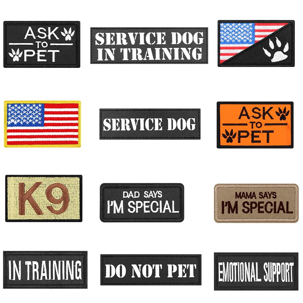1 Piece Dog Patch for Service Dog Vest Cat Vest Removable Tactical Harness Service Dog Puppy Training Embroidered Patch