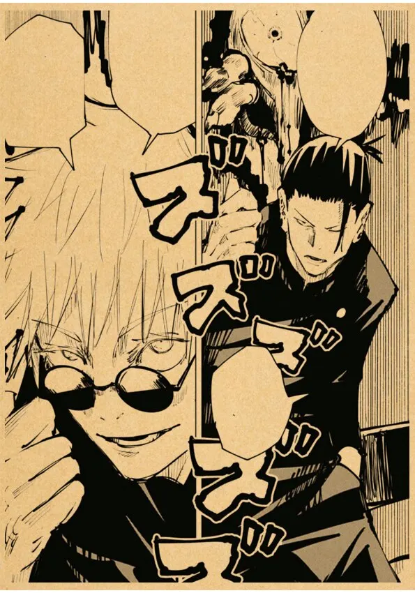 Vintage Anime Jujutsu Kaisen Gojo Satoru Kraft Paper Poster Wall Art for Study Living Room Decor Unique Home Decoration Pictur