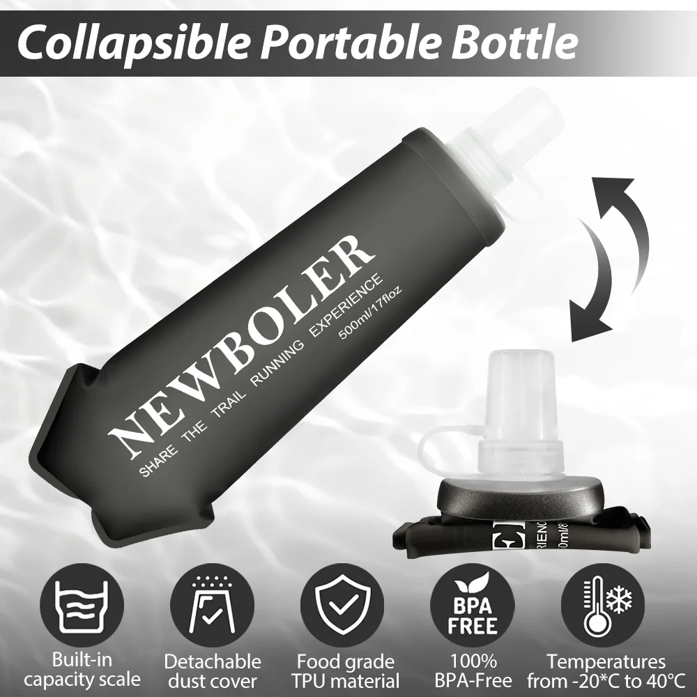 150/250/500ml Sport Water Bottle TPU Folding Soft Flask Drink Portable Water Bottle Running Hiking Bicycle Fitness Water Bag