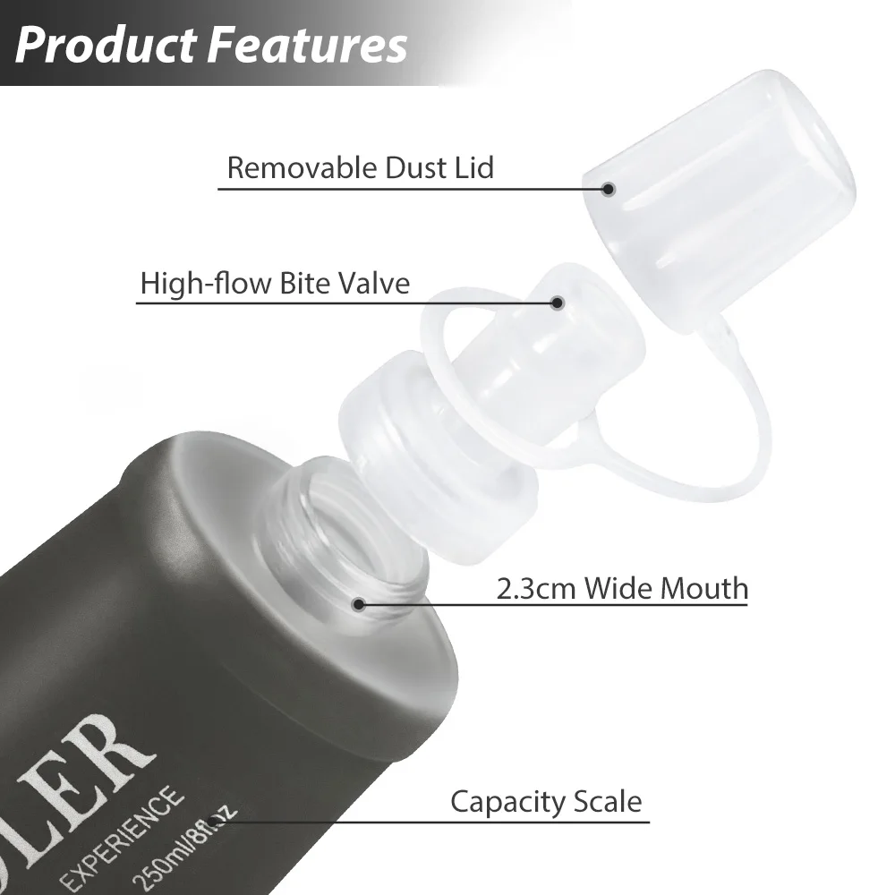 150/250/500ml Sport Water Bottle TPU Folding Soft Flask Drink Portable Water Bottle Running Hiking Bicycle Fitness Water Bag