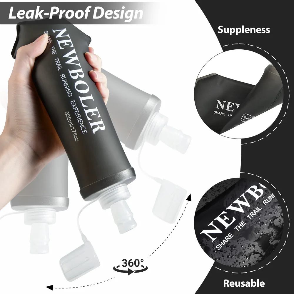 150/250/500ml Sport Water Bottle TPU Folding Soft Flask Drink Portable Water Bottle Running Hiking Bicycle Fitness Water Bag