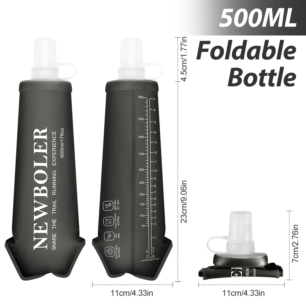 150/250/500ml Sport Water Bottle TPU Folding Soft Flask Drink Portable Water Bottle Running Hiking Bicycle Fitness Water Bag
