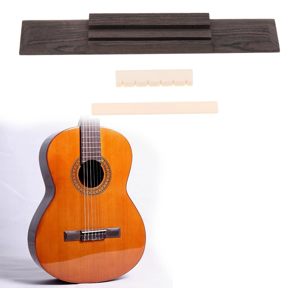 1 Set Wood Acoustic Guitar Bridge Bridge Pins / Saddle / Nut Saddle Guitar Parts for 40 41 Inch Acoustic Folk Guitar