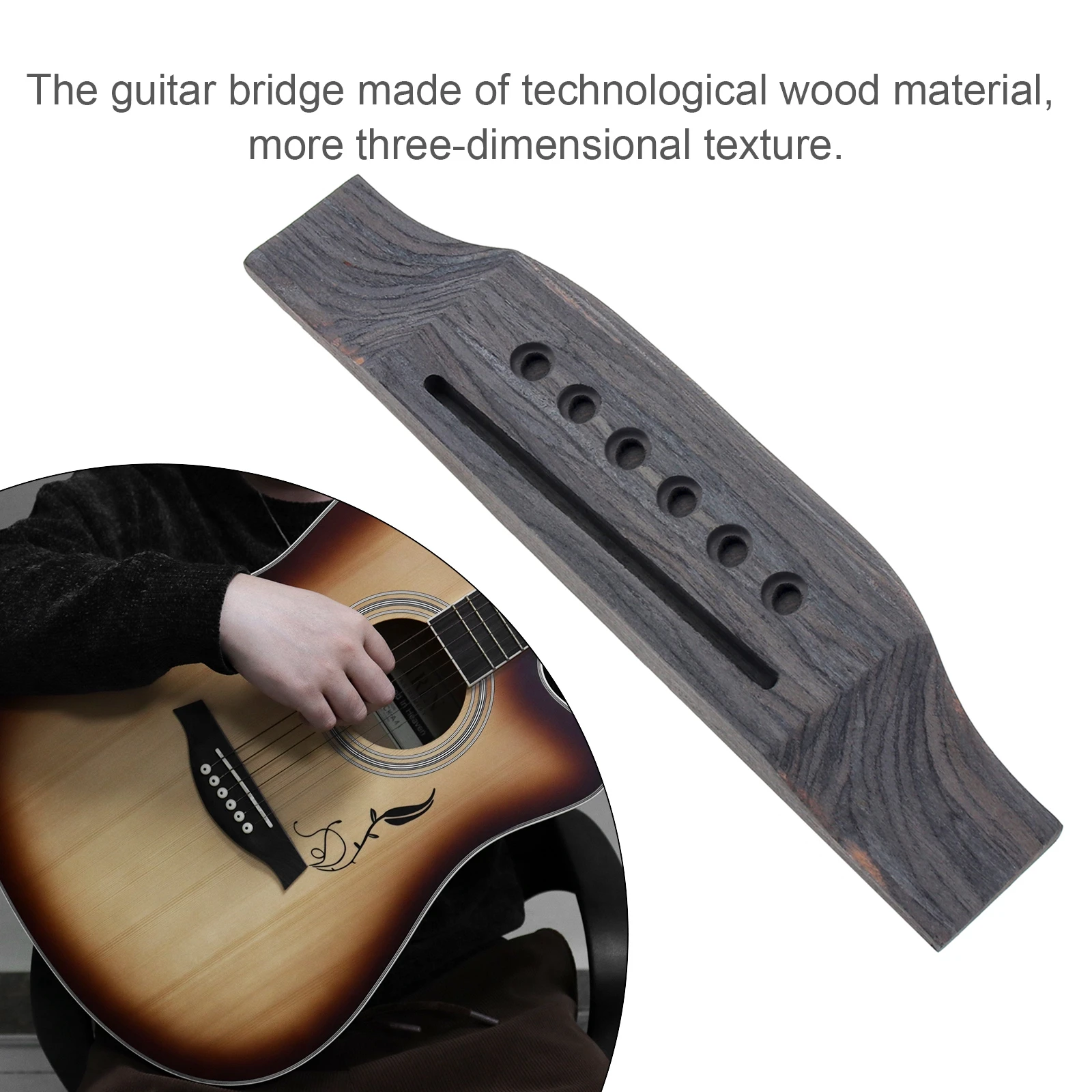 1 Set Wood Acoustic Guitar Bridge Bridge Pins / Saddle / Nut Saddle Guitar Parts for 40 41 Inch Acoustic Folk Guitar