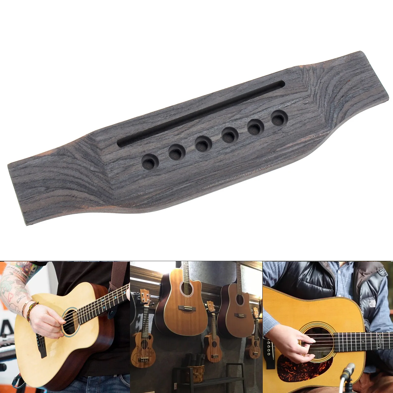 1 Set Wood Acoustic Guitar Bridge Bridge Pins / Saddle / Nut Saddle Guitar Parts for 40 41 Inch Acoustic Folk Guitar