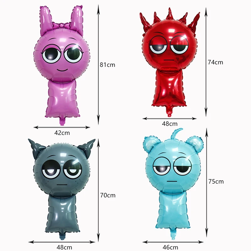 Sprunki Birthday Party Decoration Incredibox Latex Aluminum Foil Balloon For Kids Event Supplies Banner Disposable Tableware