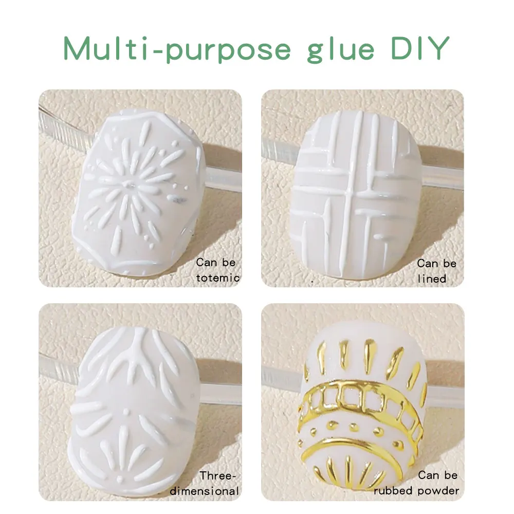 5ml 3D Flower Gel Non-Stick Carving Glue Pearl White Satin Nail Art DIY Sculpting Gel for Manicure Extension Salon Use