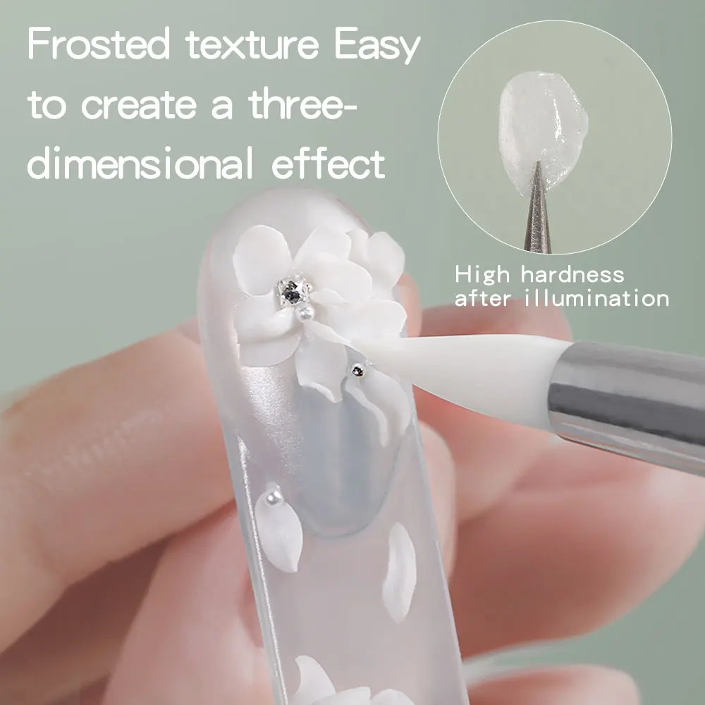 5ml 3D Flower Gel Non-Stick Carving Glue Pearl White Satin Nail Art DIY Sculpting Gel for Manicure Extension Salon Use