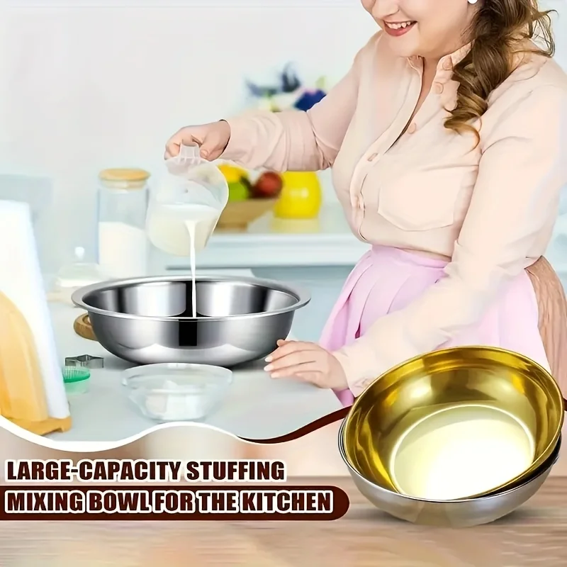Commercial-Grade Stainless Mixing Bowls - Rustproof Non-Slip Base Dishwasher Safe for Dough/Food Prep/Soups