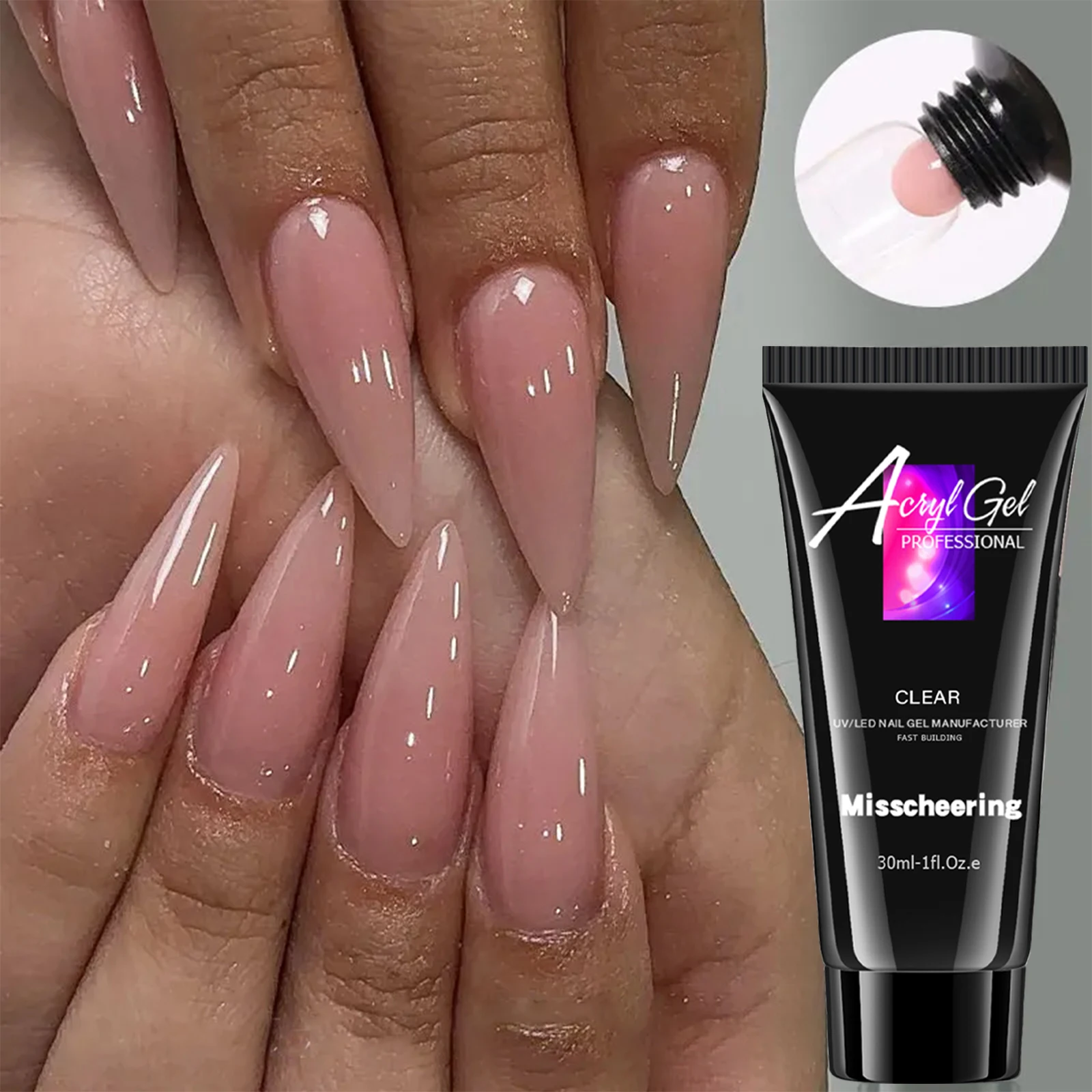 30ml Solid Color Nail Extension Gel Nail Build Poly Acrylic Gel Uv Led Quick Extension Of Crystal Model Painless Crystal Glue