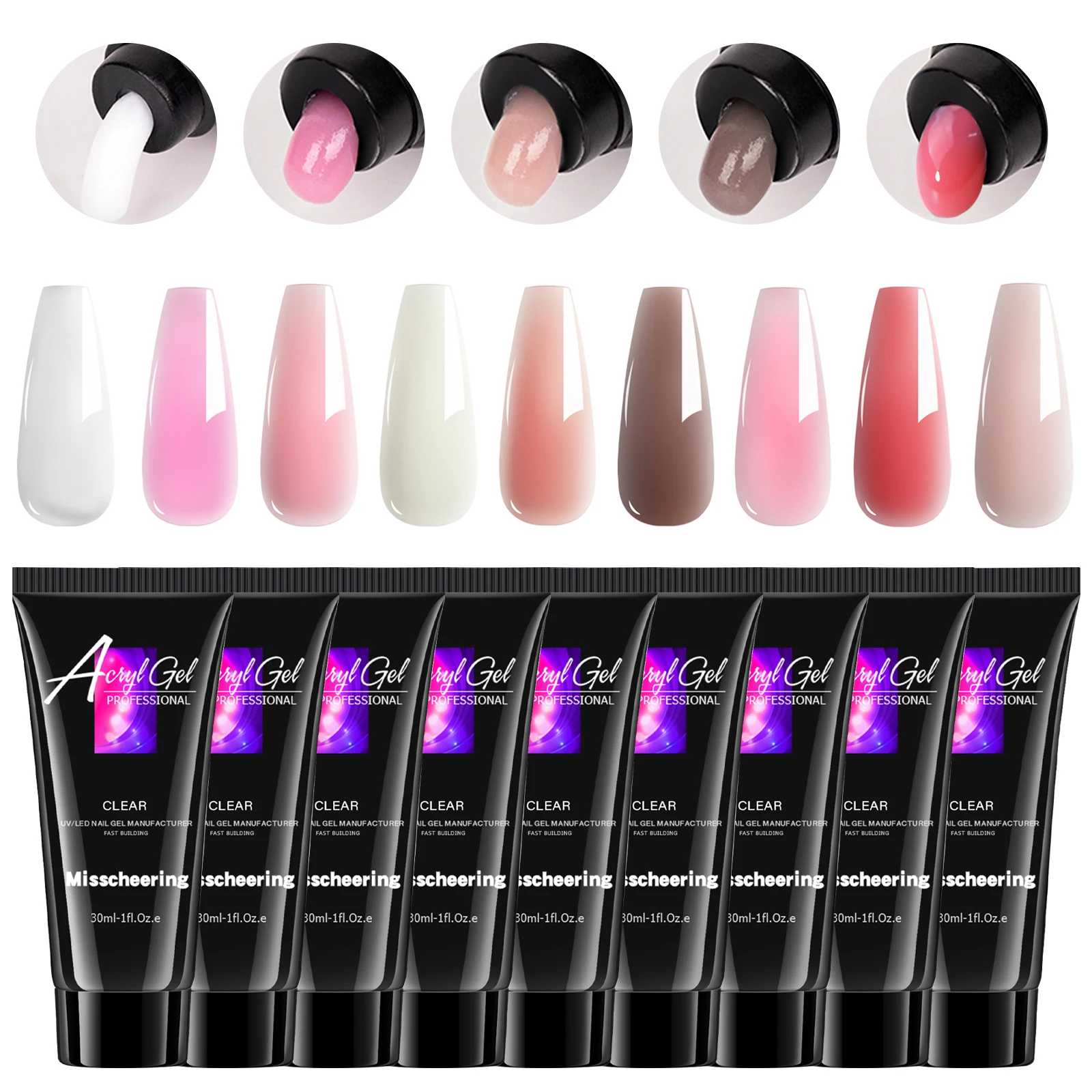 30ml Solid Color Nail Extension Gel Nail Build Poly Acrylic Gel Uv Led Quick Extension Of Crystal Model Painless Crystal Glue