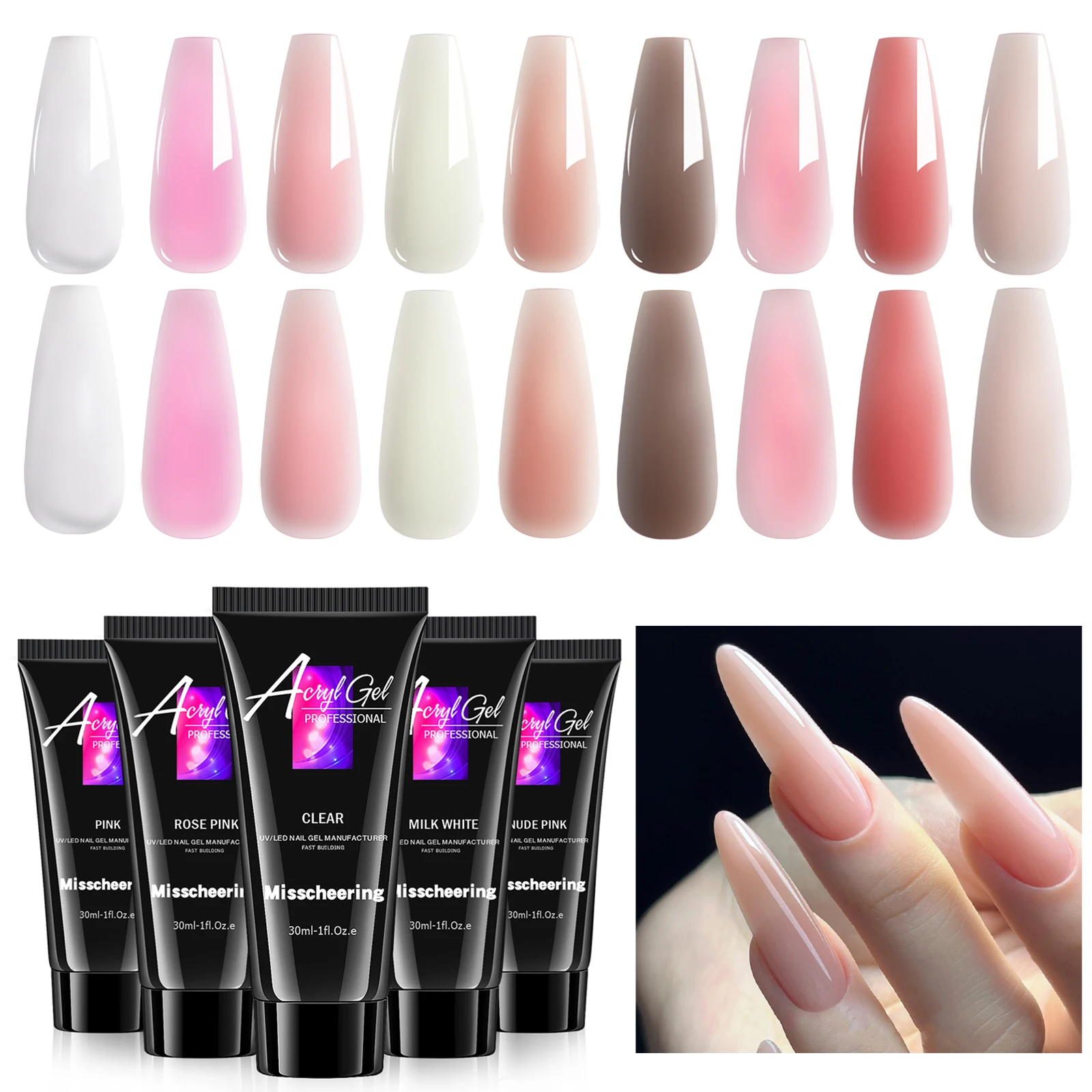 30ml Solid Color Nail Extension Gel Nail Build Poly Acrylic Gel Uv Led Quick Extension Of Crystal Model Painless Crystal Glue