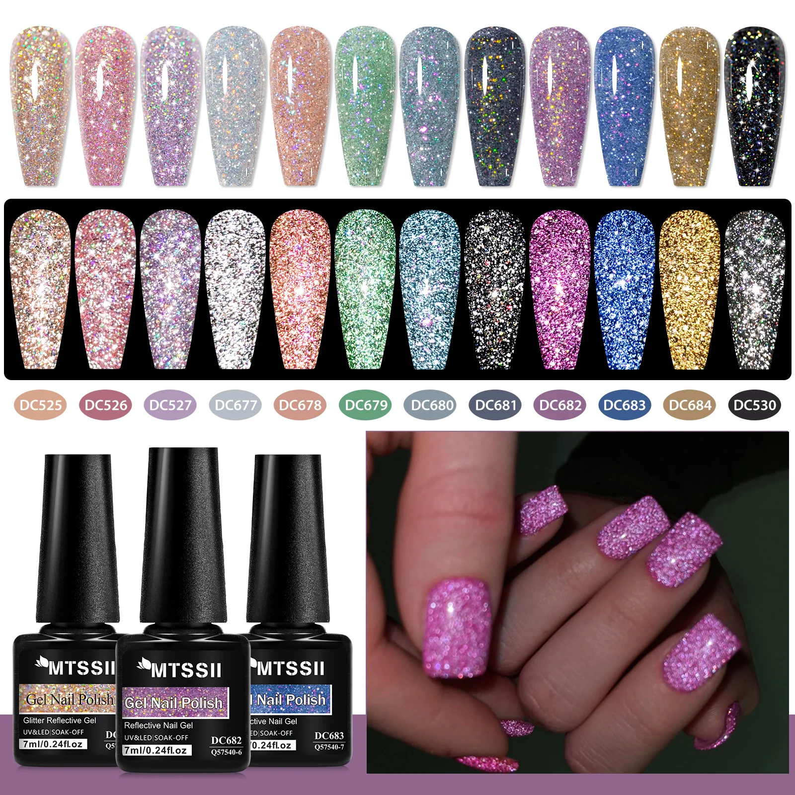 8/12pcs Glitter Gel Nail Polish Set Sparkling Glitter Semi Permanent Soak Off UV Gel Varnish Manicure With Box DIY Nail Supplies