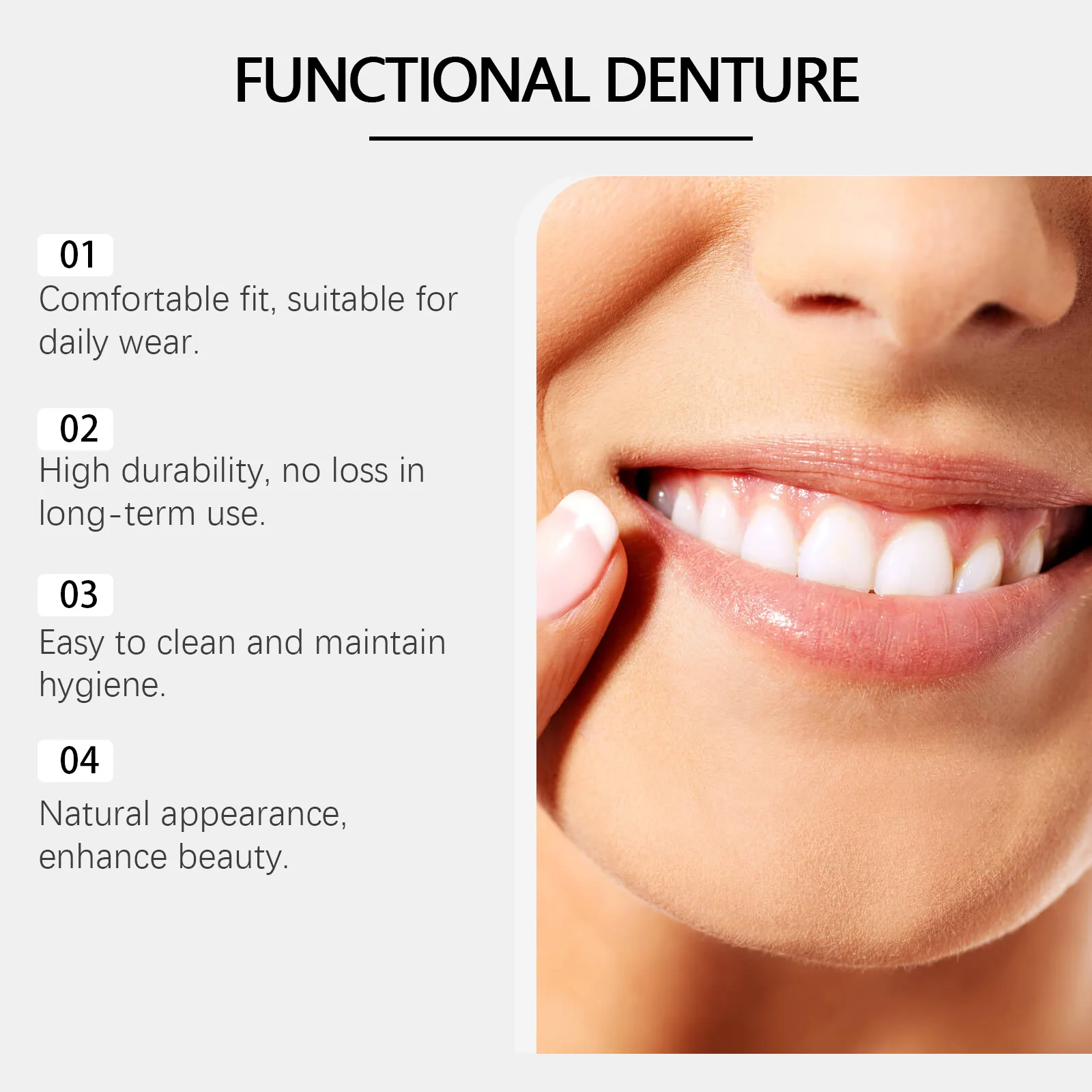 Upper and Lower Dentures False Teeth Full Set Improve Missing Broken Dark Tooth Improvement Temporary Dental Restoration Kit