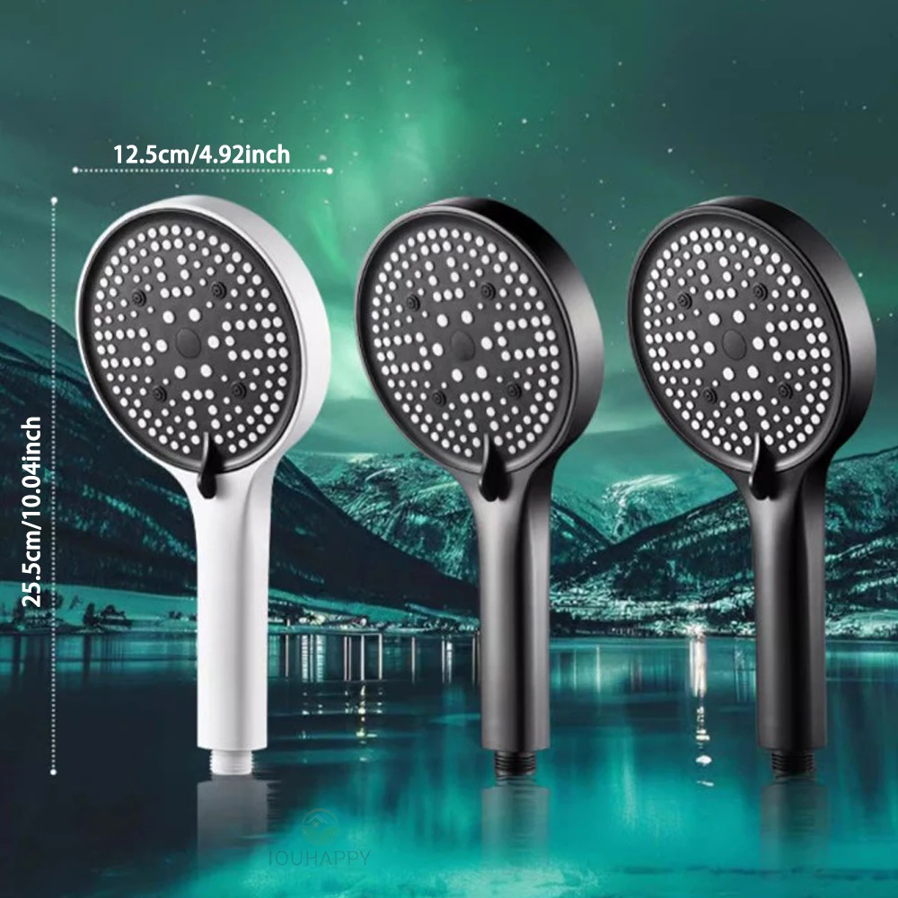 High Pressure Shower Head Set Water Saving Rainfall Spray Handheld 6 Jet Modes Shower Head with Hose Bathroom Accessories