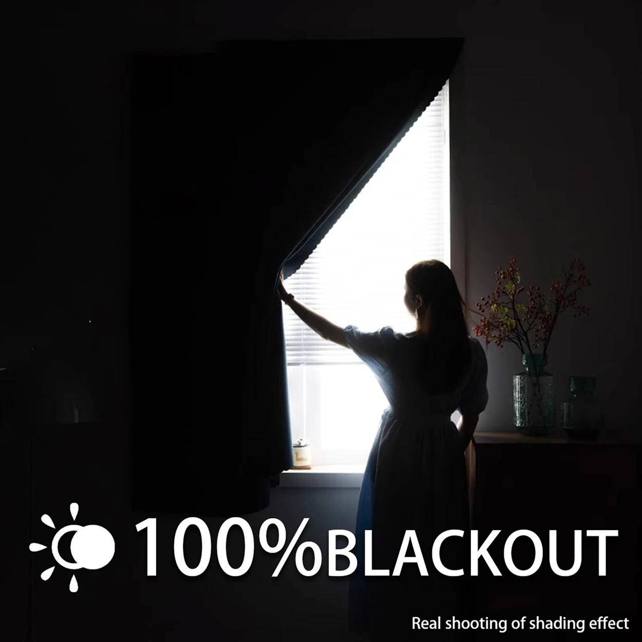 1Pc Self-Adhesive Portable 100% Blackout Curtains, Punch-Free Sunshade Curtains - Heat Insulation, Easy Installation, Available for All Seasons