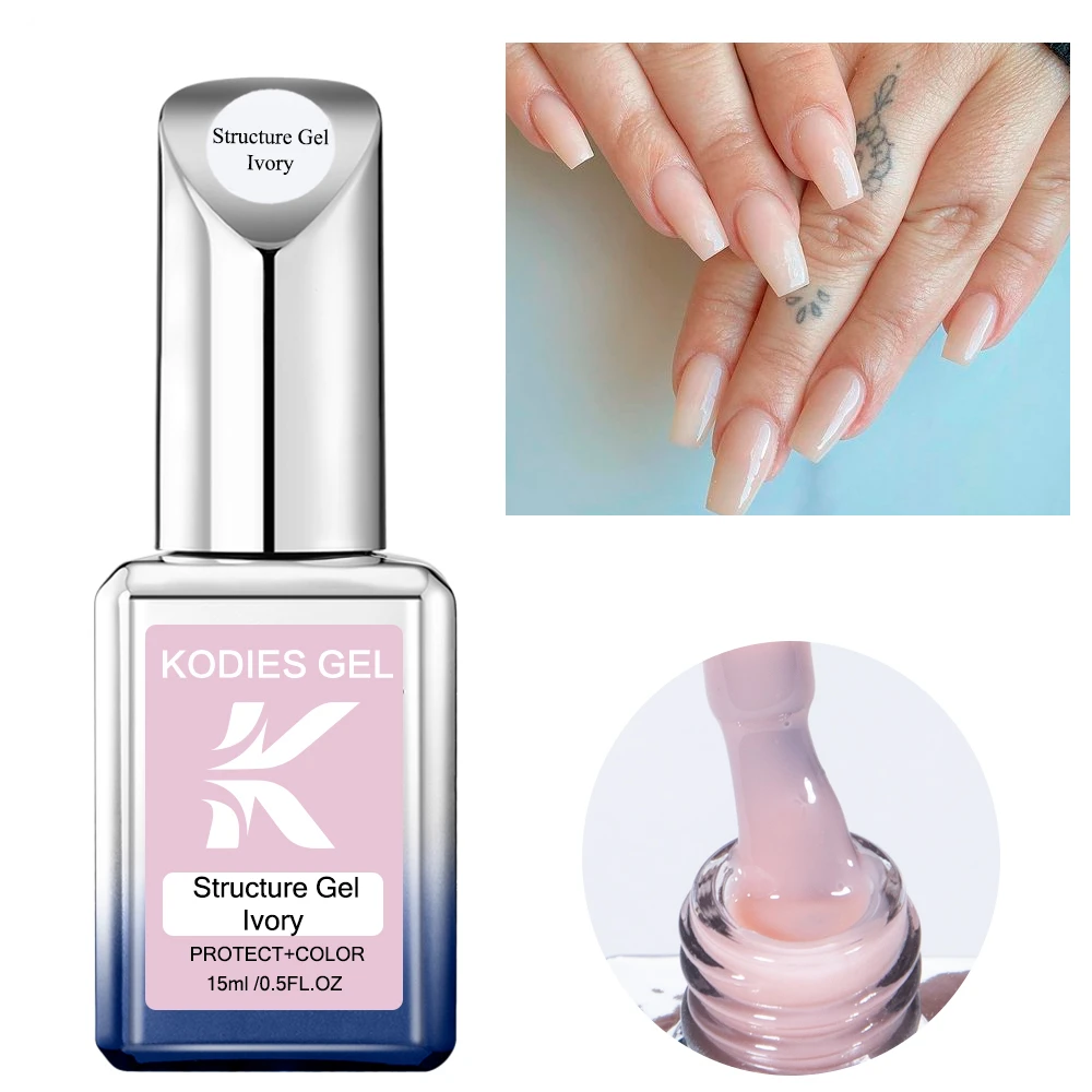 KODIES GEL Structure Rubber Base Gel Nail Polish Ivory Beige Nail Gel Varnish Semi Permanent UV/LED Manicure Nails Art Salon