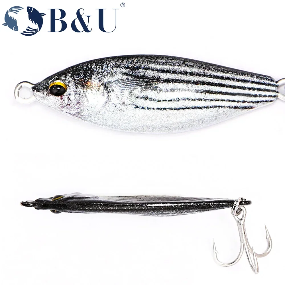 B&U Metal Jig Spinner Spoon Bait Sinking 3D Eye Color Laser Spinning Gear Luring Cast Fishing Tackle Blade Hook Pesca VIB Lure