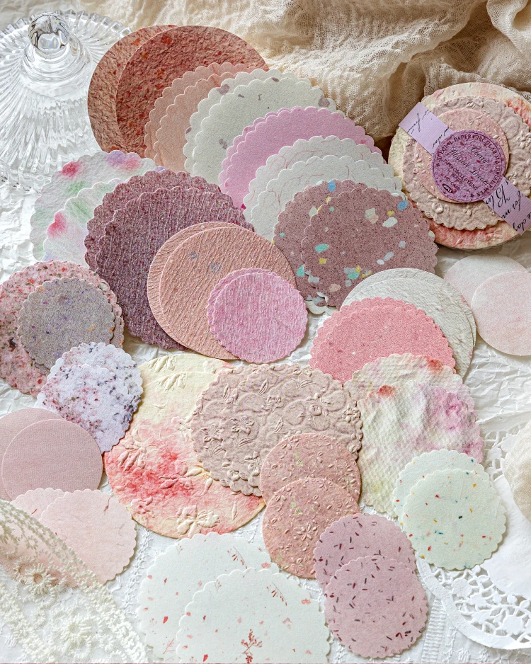 JIANQI 50 pcs Craft Vintage Scrapbooking Paper Kawaii Art Junk Journal Deco Sticker rotundity emboss DIY Material Paper