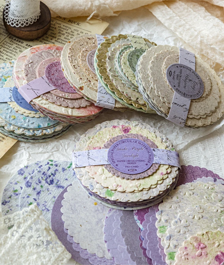 JIANQI 50 pcs Craft Vintage Scrapbooking Paper Kawaii Art Junk Journal Deco Sticker rotundity emboss DIY Material Paper