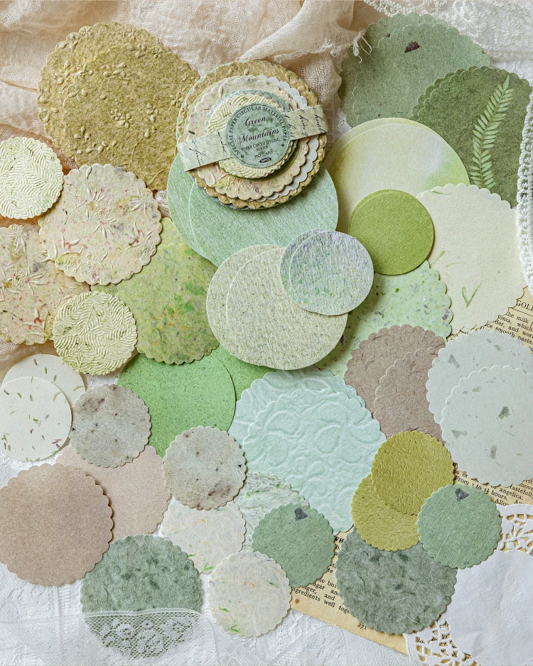 JIANQI 50 pcs Craft Vintage Scrapbooking Paper Kawaii Art Junk Journal Deco Sticker rotundity emboss DIY Material Paper