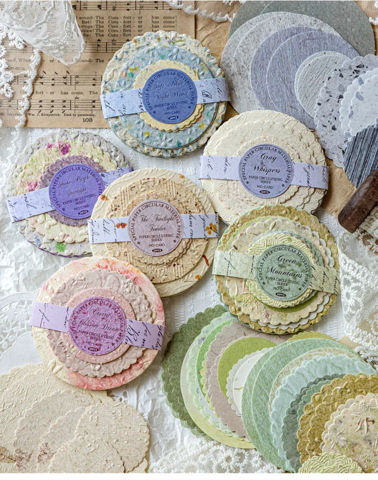 JIANQI 50 pcs Craft Vintage Scrapbooking Paper Kawaii Art Junk Journal Deco Sticker rotundity emboss DIY Material Paper