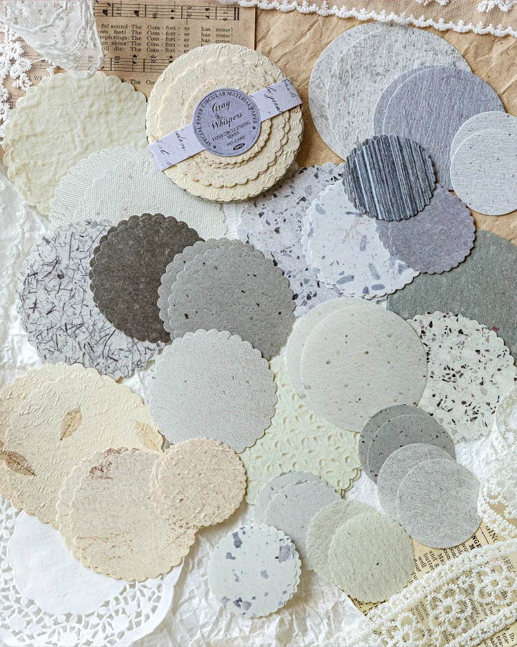 JIANQI 50 pcs Craft Vintage Scrapbooking Paper Kawaii Art Junk Journal Deco Sticker rotundity emboss DIY Material Paper