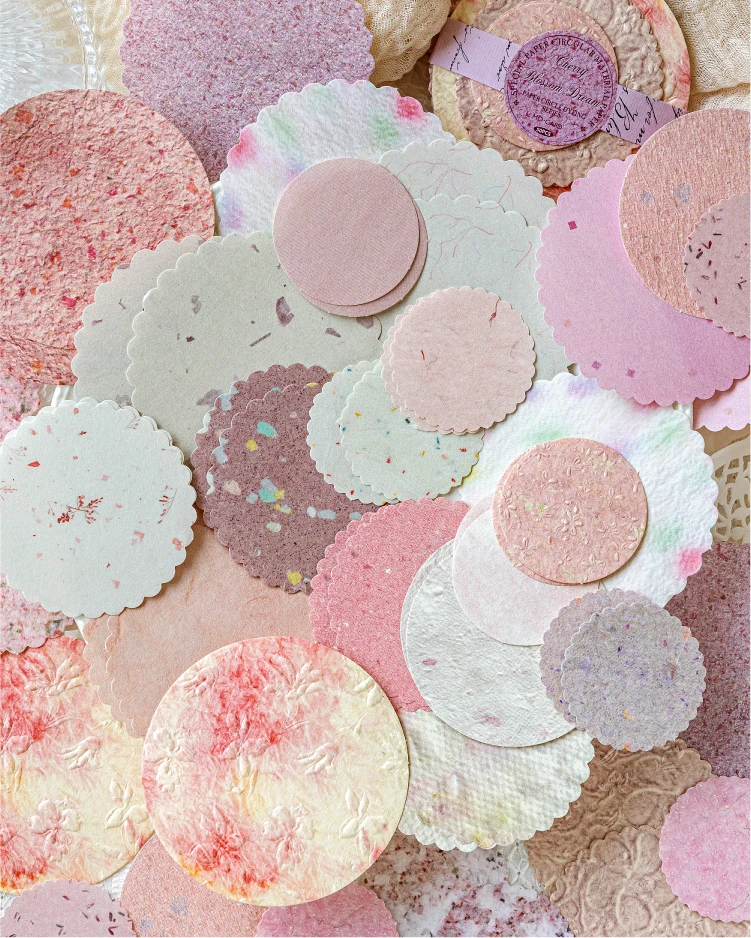 JIANQI 50 pcs Craft Vintage Scrapbooking Paper Kawaii Art Junk Journal Deco Sticker rotundity emboss DIY Material Paper