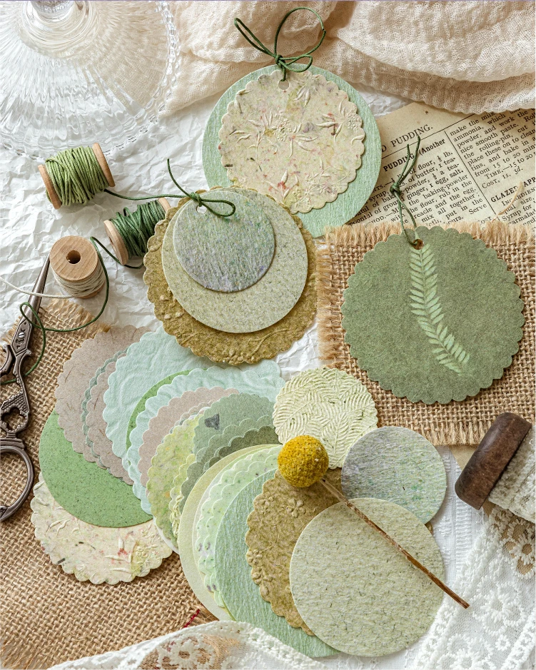 JIANQI 50 pcs Craft Vintage Scrapbooking Paper Kawaii Art Junk Journal Deco Sticker rotundity emboss DIY Material Paper