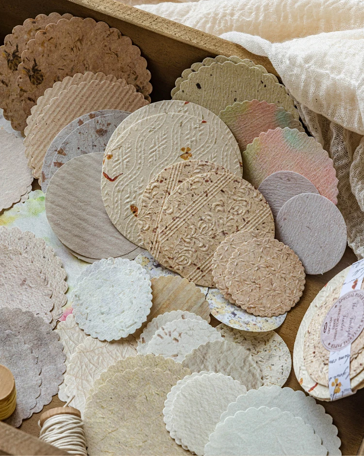 JIANQI 50 pcs Craft Vintage Scrapbooking Paper Kawaii Art Junk Journal Deco Sticker rotundity emboss DIY Material Paper