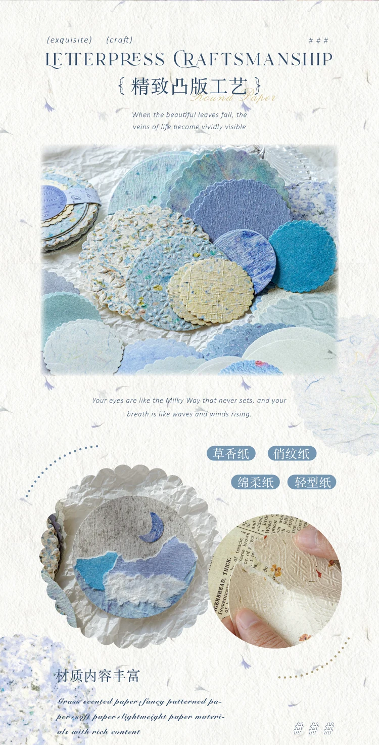 JIANQI 50 pcs Craft Vintage Scrapbooking Paper Kawaii Art Junk Journal Deco Sticker rotundity emboss DIY Material Paper