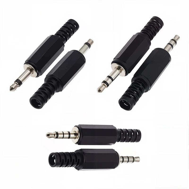 5Pcs 3.5mm Mono Stereo Plug For Microphone Headphone Connector, 2-Pole/3-Pole/4-Pole Audio Adapter