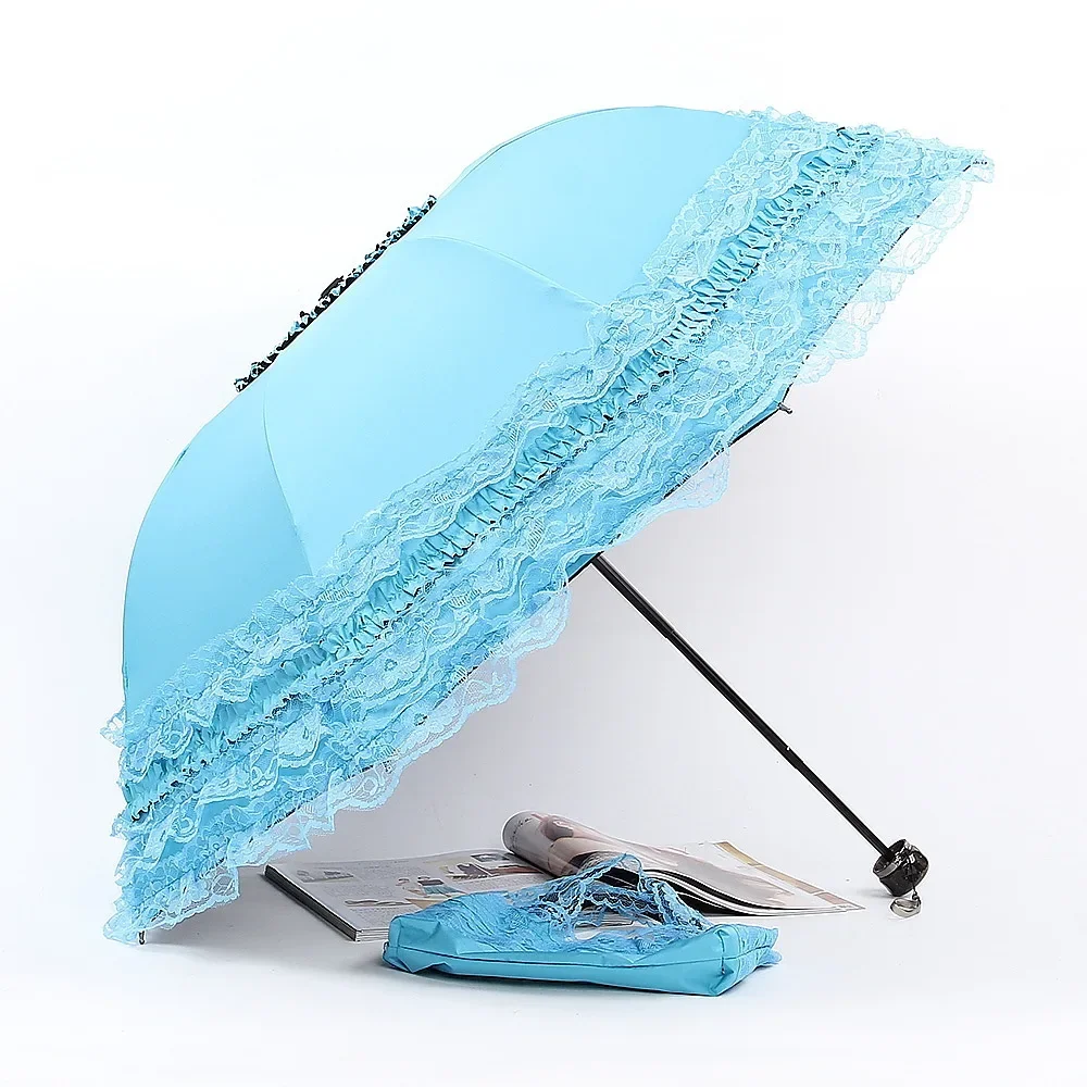 Vintage Lace Parasol Uv Protection Folding Umbrella Stylish Lace Folding Umbrella for Sun Protection Rain Lightweight Portable