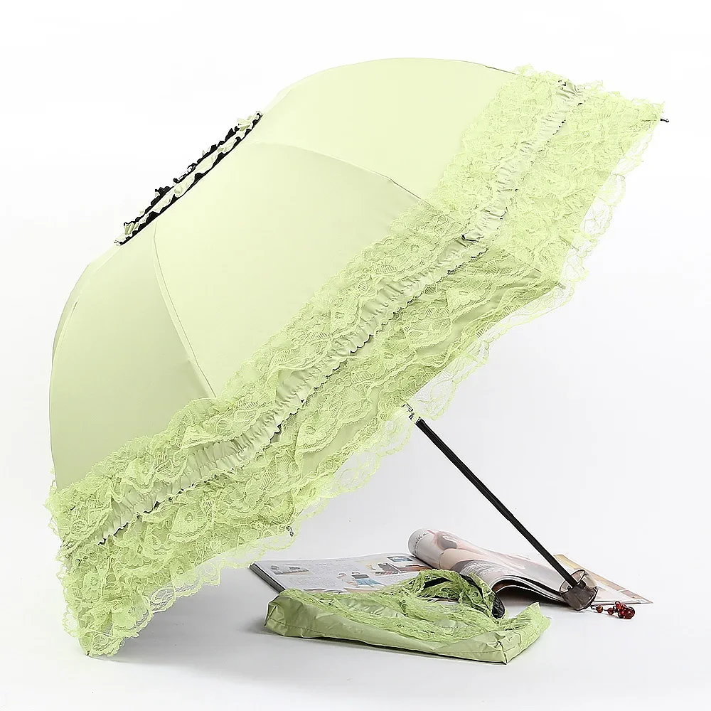 Vintage Lace Parasol Uv Protection Folding Umbrella Stylish Lace Folding Umbrella for Sun Protection Rain Lightweight Portable