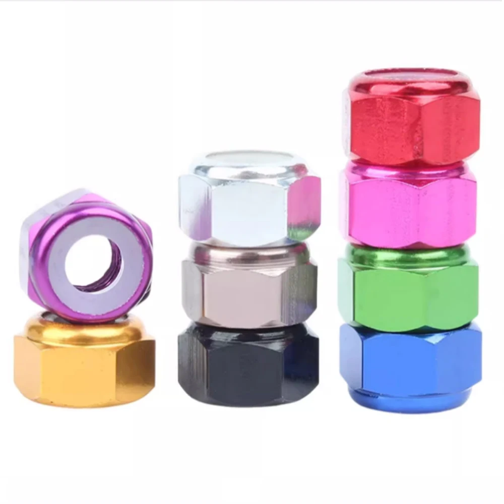 M2 M2.5 M3 M4 M5 M6 M8 Aluminum Hex Nylon Lock Nut Anodized Multi-color Colourful Aluminum Alloy Insert Locking Nuts 5pcs-10pcs