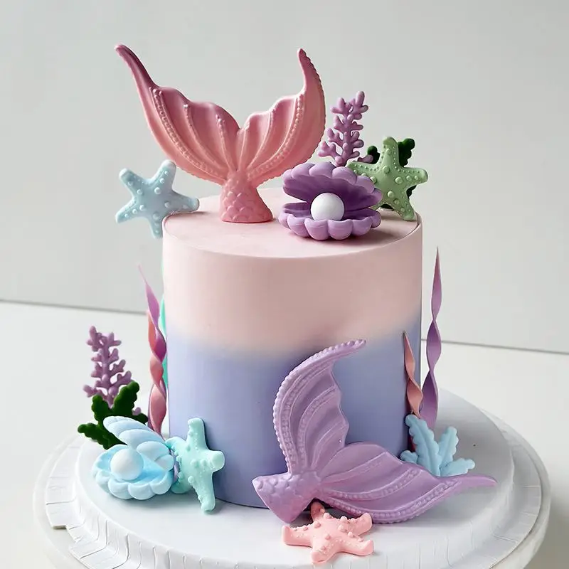 Mermaid Theme Cake Decor Birthday Party Decor Girl 1st First Birthday Kids Mermaid Birthday Party Decor Baby Shower Cake Decor