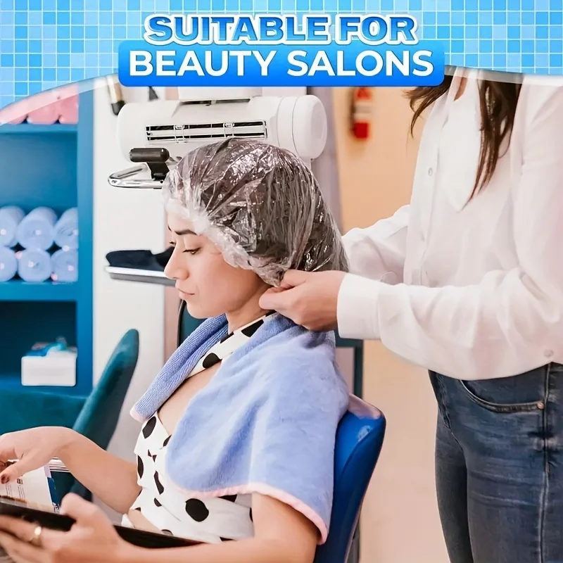 300/100/Pack Heavy-Duty Elastic High-Quality Disposable Shower Caps - Transparent Plastic Disposable Head Covers for Travel, Hair Salons, Hair Dyeing, and Haircuts, Suitable for Hair Care, Swimming, and Bathing - Indoor Shoe Covers, Clean and Hygienic, Durable and Hygienic Design, Secure Fit, Easy to Put on and Take Off, Protects Hair | Stable Non-Slip Headgear | Disposable Toiletries